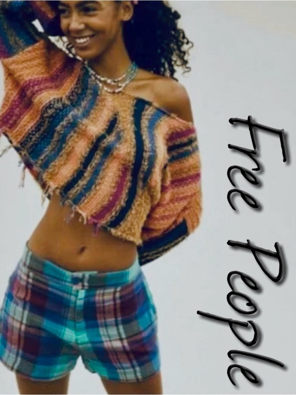 Free People Island Plaid Cotton Shorts EUC 14